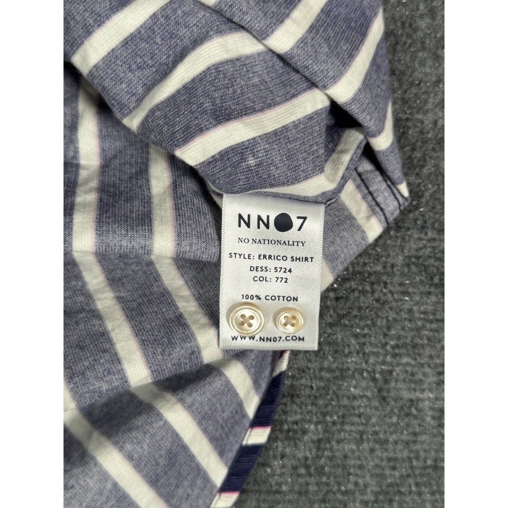 NWT NN07 No Nationality Shirt Mens Small Blue Errico Flannel Button Up Cotton - Picture 8 of 11